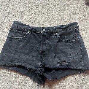 Black Distressed Denim Shorts